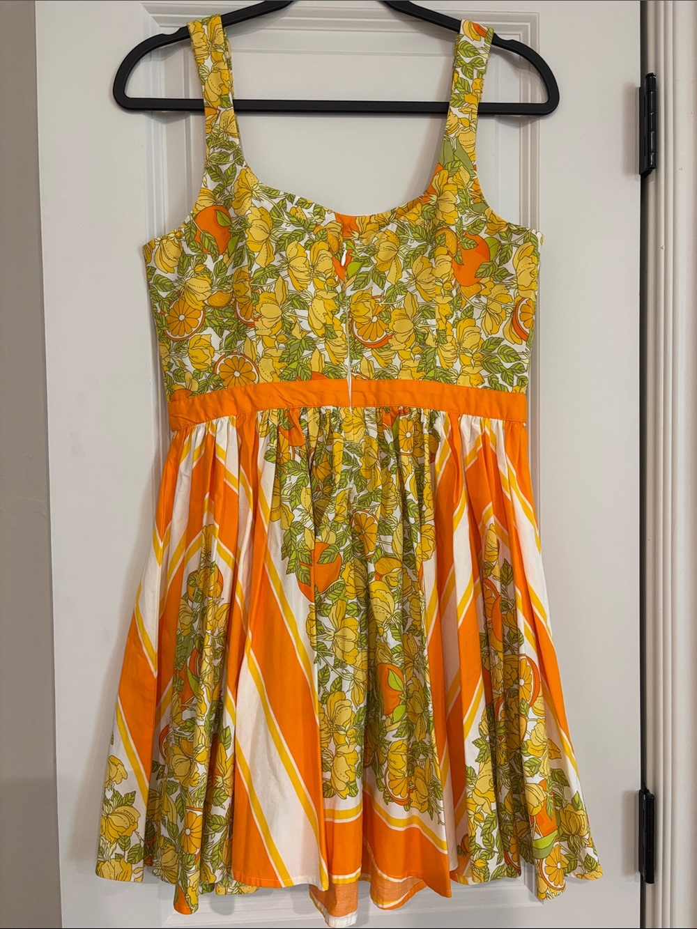 J. Crew Women’s Orange Floral Sundress with lemon accents, size 6 - Picture 2 of 5
